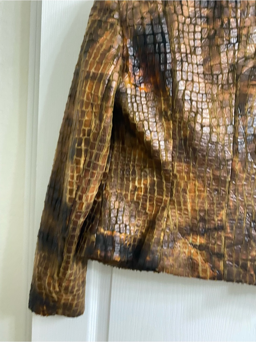 Lena Gabrielle Faux Leather Croc/Python Exotic Embossed Edgy Blazer Jacket Sz 6 - Picture 15 of 16
